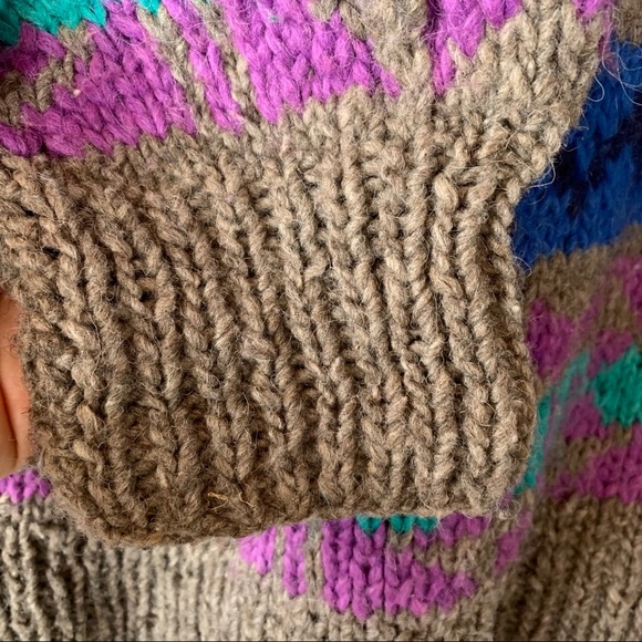 Sold🎈Vintage 90s Wool Sweater Collar Handmade Ecuador - Picture 6 of 14